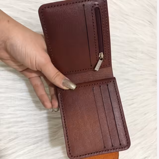 کیف پول جیبی دست دوز چرم طبیعی 