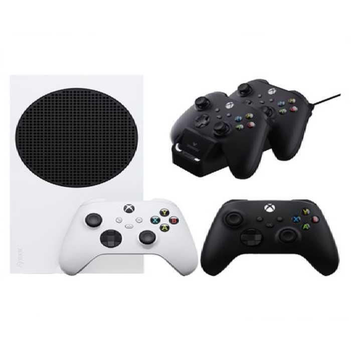 ایکس باکس سری اس به همراه یک دسته اضافه مشکی، پایه شارژر و دو باطری ظرفیت 512 گیگابایت