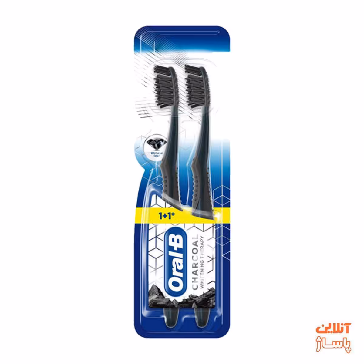 مسواک اورال-بی مدل Charcoal با برس متوسط بسته 2 عددی