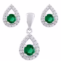 نیم ست نقره زنانه -مدل اشکی نگین- کد SHS-26