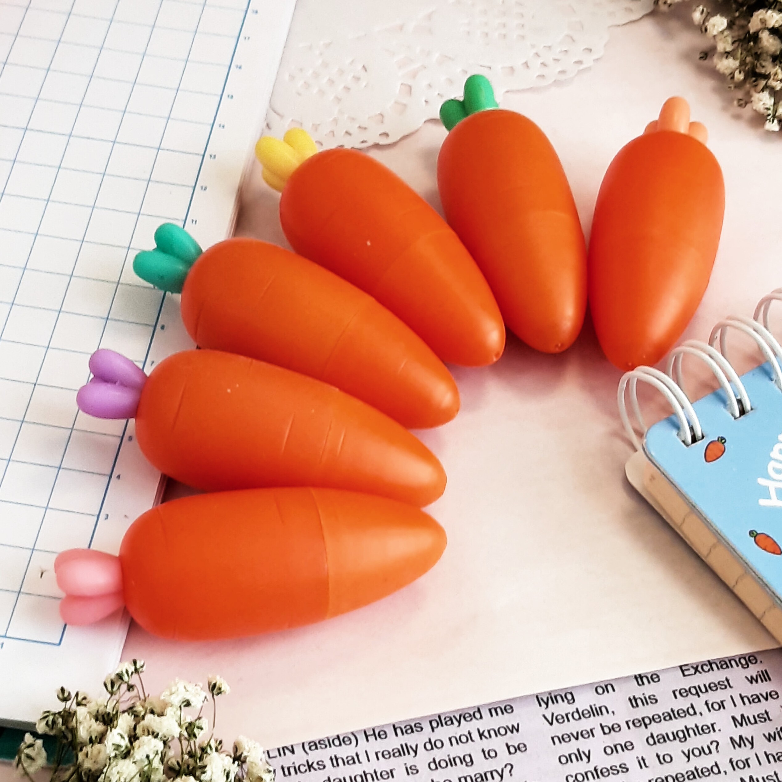 هایلایتر هویجی تپل بسته ی 6عددی همراه با کیف زیپدار