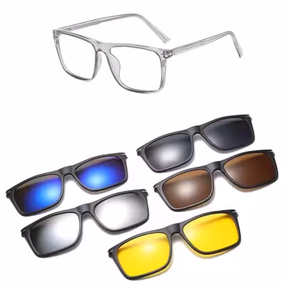 عینک طبی مگنتی 5 کاوردار استیت کد 1206 رنگ طوسی شفاف