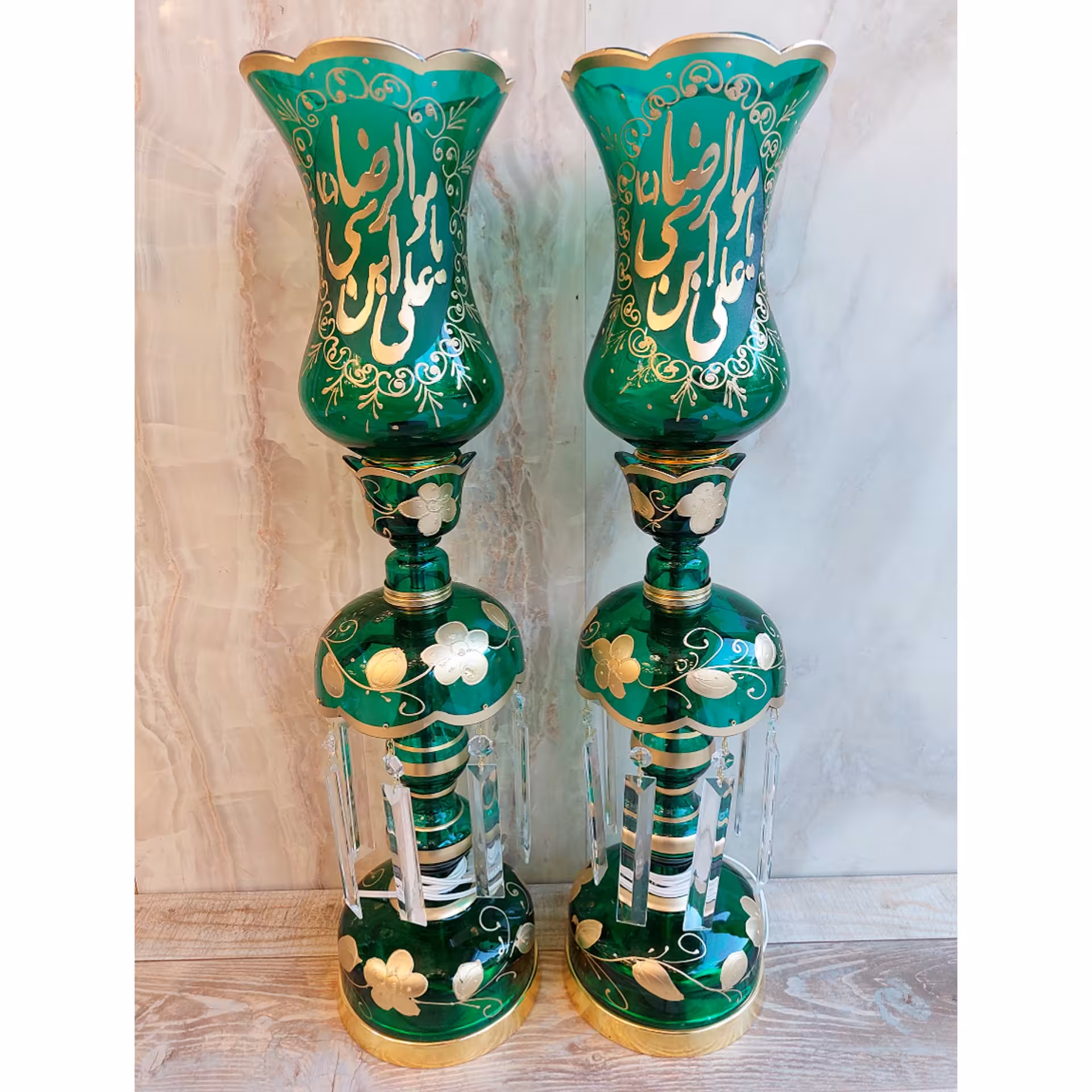 لاله مذهبی با ذکر یا علی ابن موسی الرضا رنگ سبز