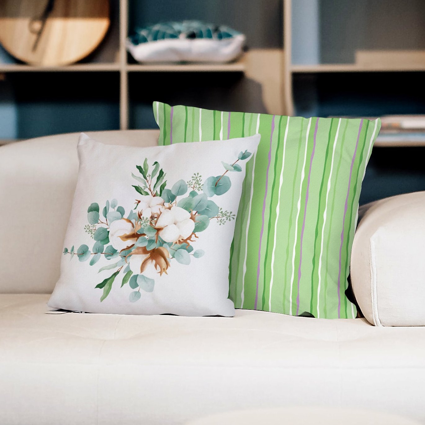 یک عدد کاور کوسن مخمل طرح گل پنبه یک رو طرح دار سایز 40 در 40 زیپ دار