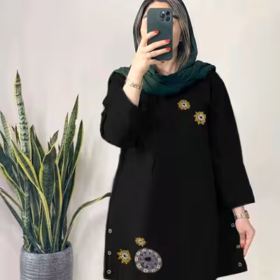 شومیز مانتویی گلدوزی بغل دکمه آوان