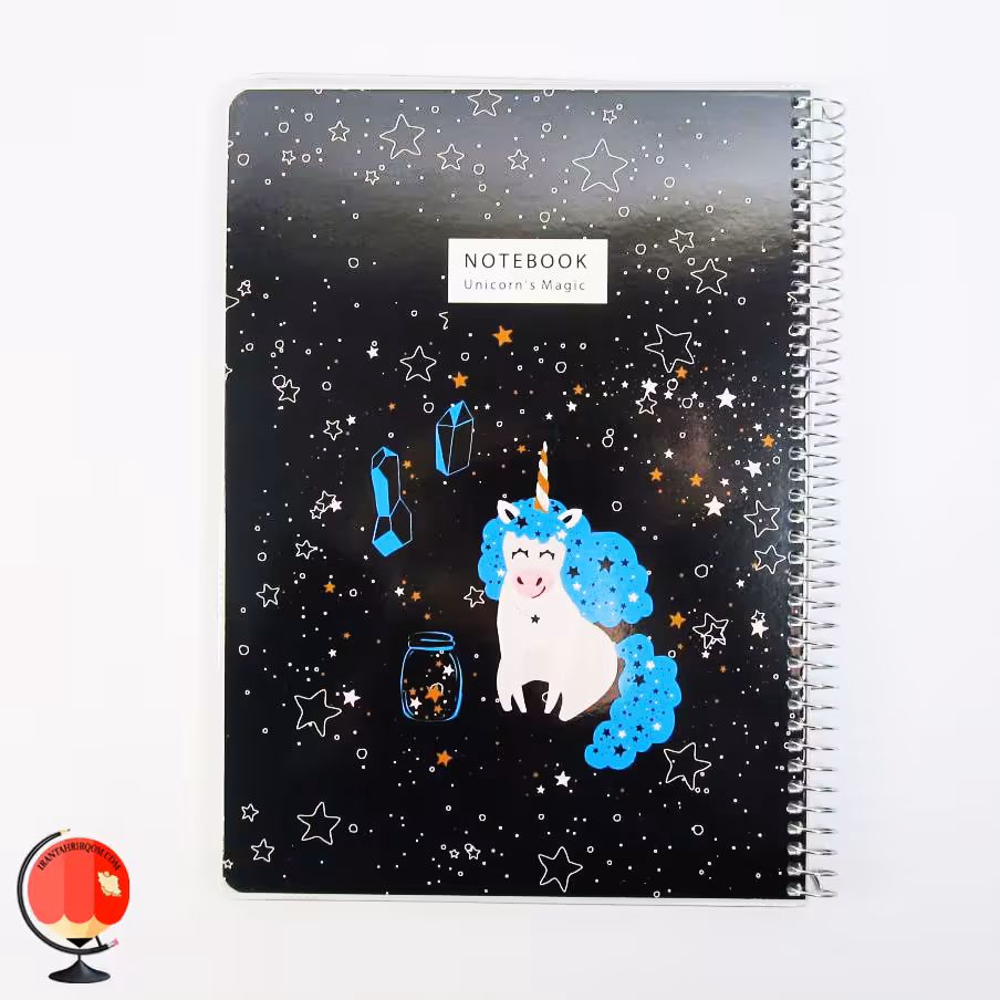 دفتر مشق 80 برگ سیمی طرح یونیکورن فضایی پاپکو