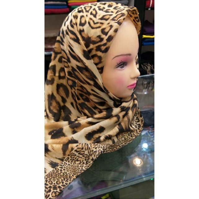 روسری نخی ترک طرح پلنگی درجه یک