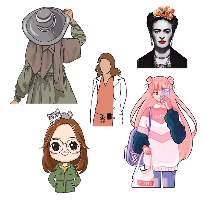 استیکر لپ تاپ طرح دختر کد 27012 مجموعه 5 عددی