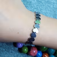 دستبند قلب نقره ای سنگ حدید رنگ ثابت کد(315)