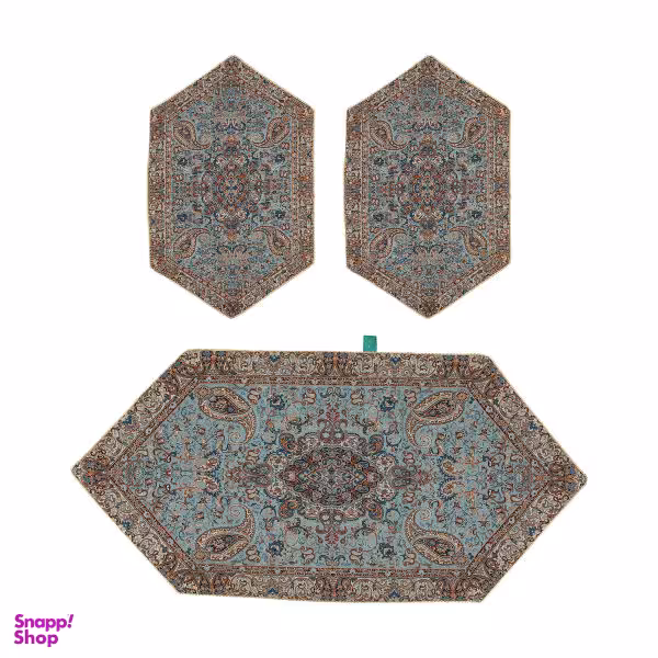 ست 3 تکه رومیزی ترمه ابریشمی طرح سالار مدل L16