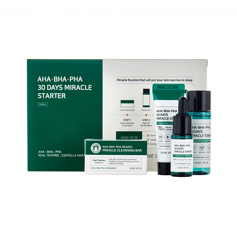 کیت ضد جوش معجزه 30 روزه سام بای می (Toner 30ml Serum 10ml Cream 20g Cleansing Bar 25g) Some By Mi AHABHAPHA 30 Days Miracle Starter Kit