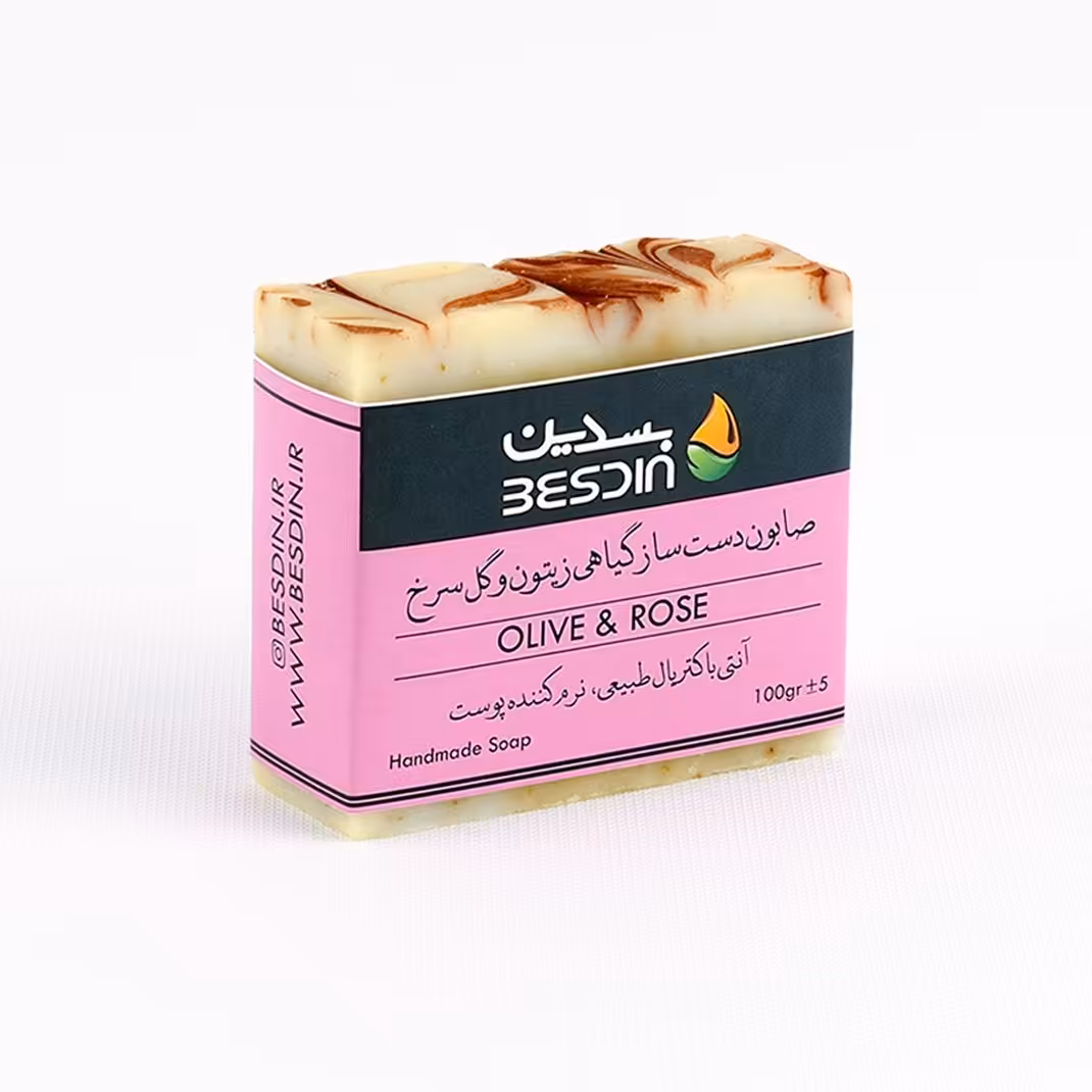 صابون دست ساز زیتون و گل سرخ بسدین