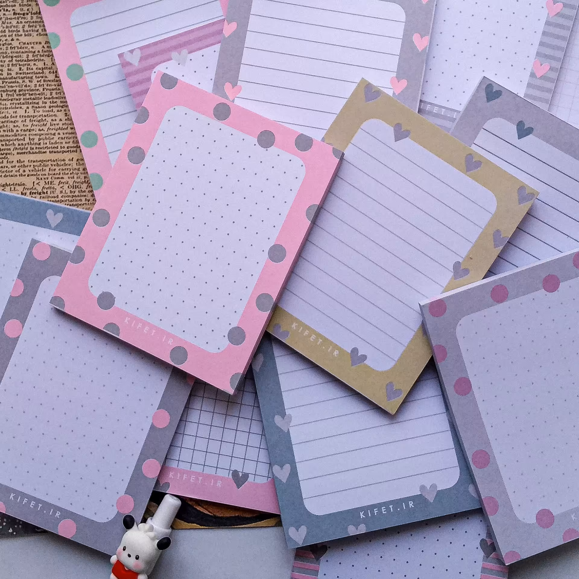 بسته های برگه طرحدار 50 برگ در سه طرح خط دار_شطرنجی_نقطه ای