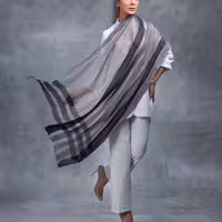 شال نخ و ابریشم میله ای6