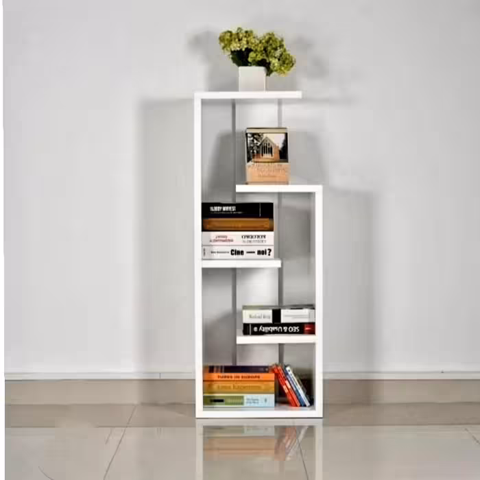 کتابخانه استند شلف قفسه ام دی اف سفید مدل اِل