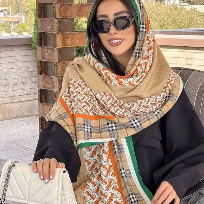 شال نخی بهاره سبک طرح باربری محبوب 