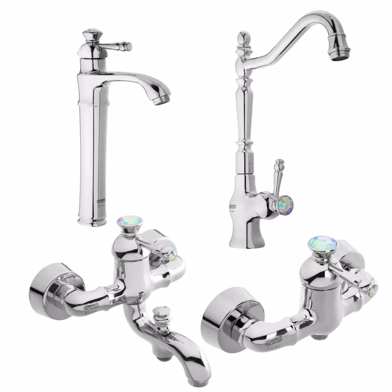 ست شیرآلات کویران آذر مدل فلورانس پایه بلند مجموعه 4 عددی