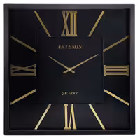ساعت دیواری آرتمیس مدل 2026 مشکی(زه مشکی و صفحه مشکی) و اعداد گلد(طلایی)