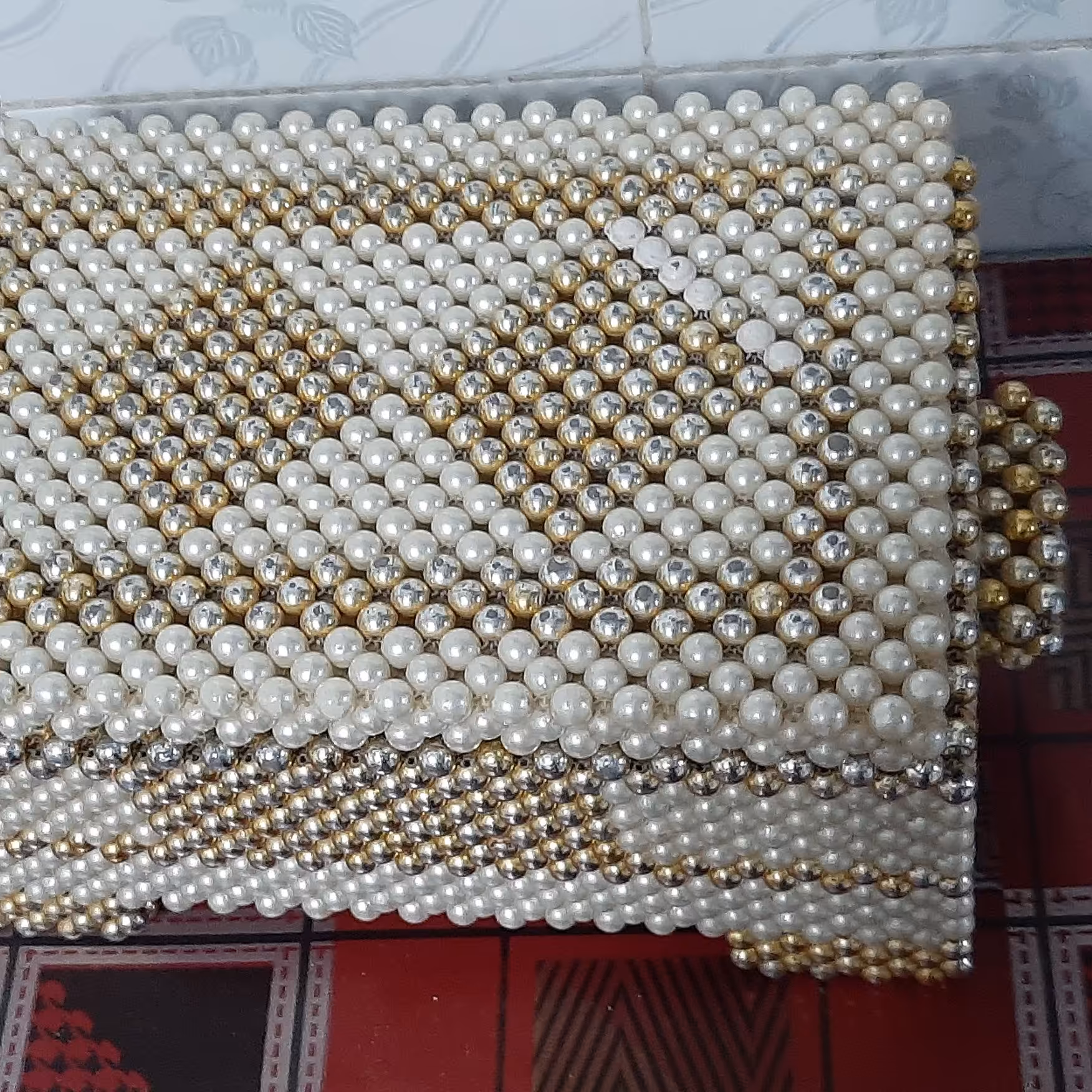 جعبه آرایش طرح مروارید  دست ساز 