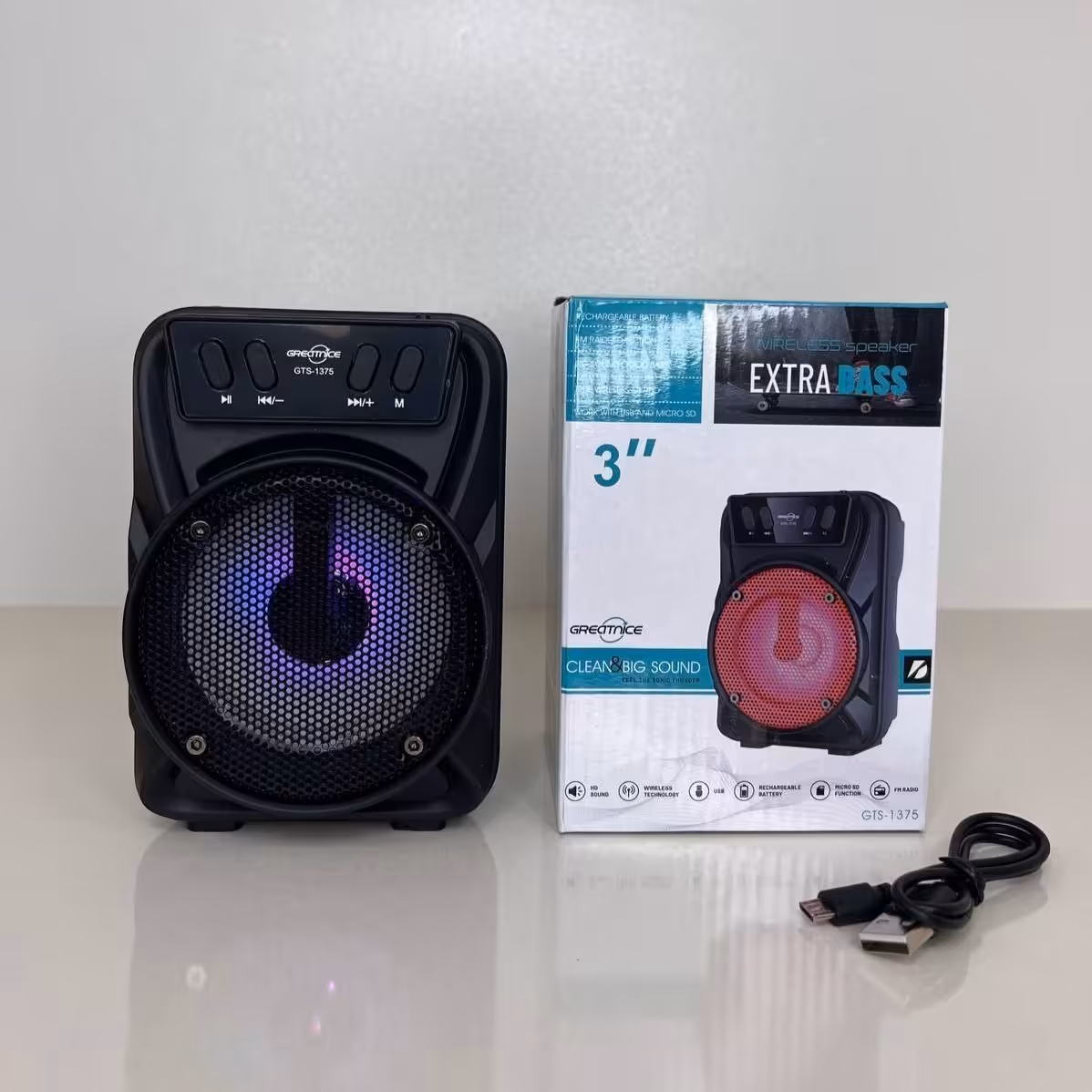 اسپیکر شارژی بلوتوث دار رم خور فلش خور کیفیت عالی چراغ دار