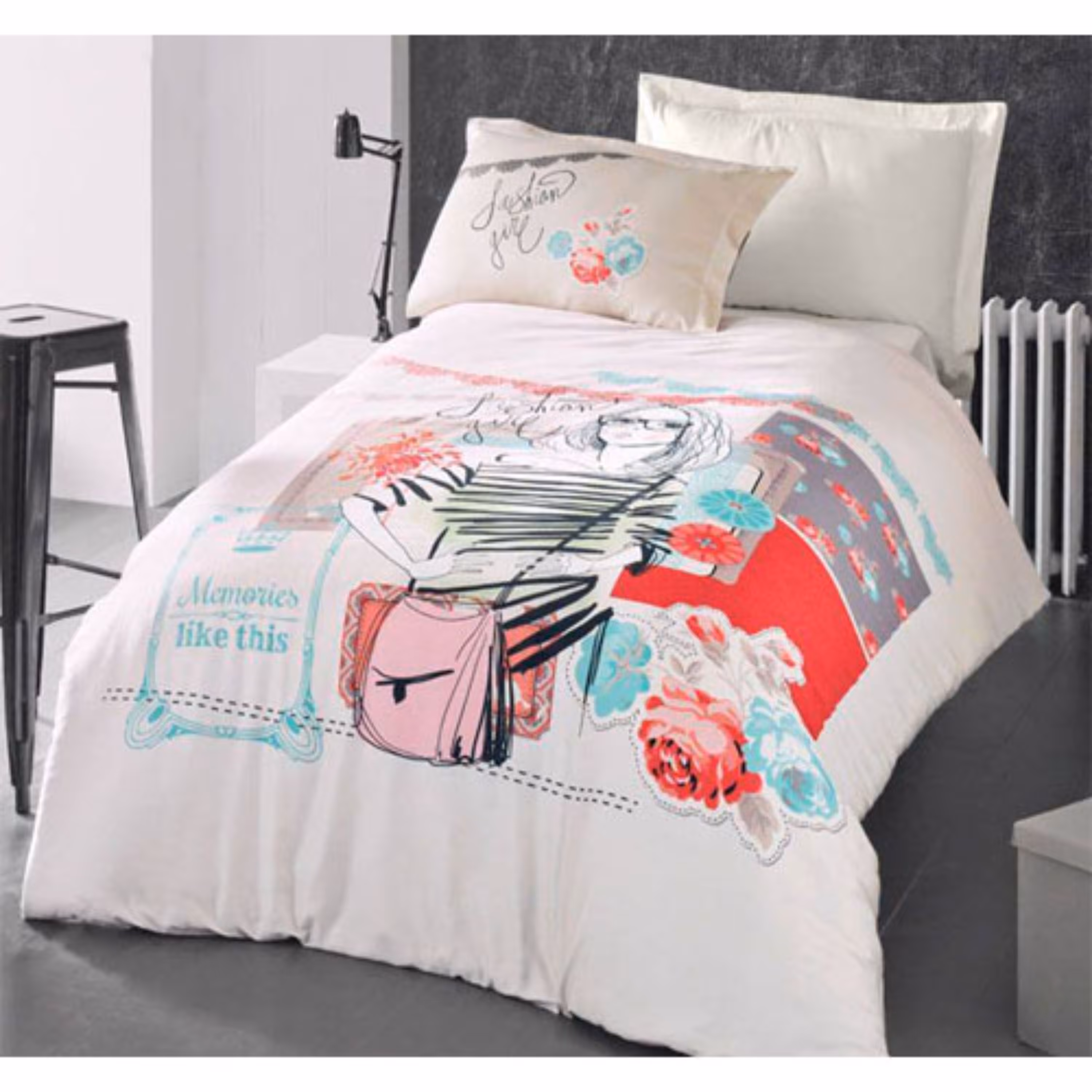 سرویس لحاف روتختی یکنفره لومانا  طرح  الودی (تمام پنبه) چهار تکه و ضد حساسیت