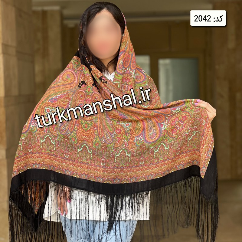 روسری ترکمن ابریشمی (ایتالیایی) کد 2042