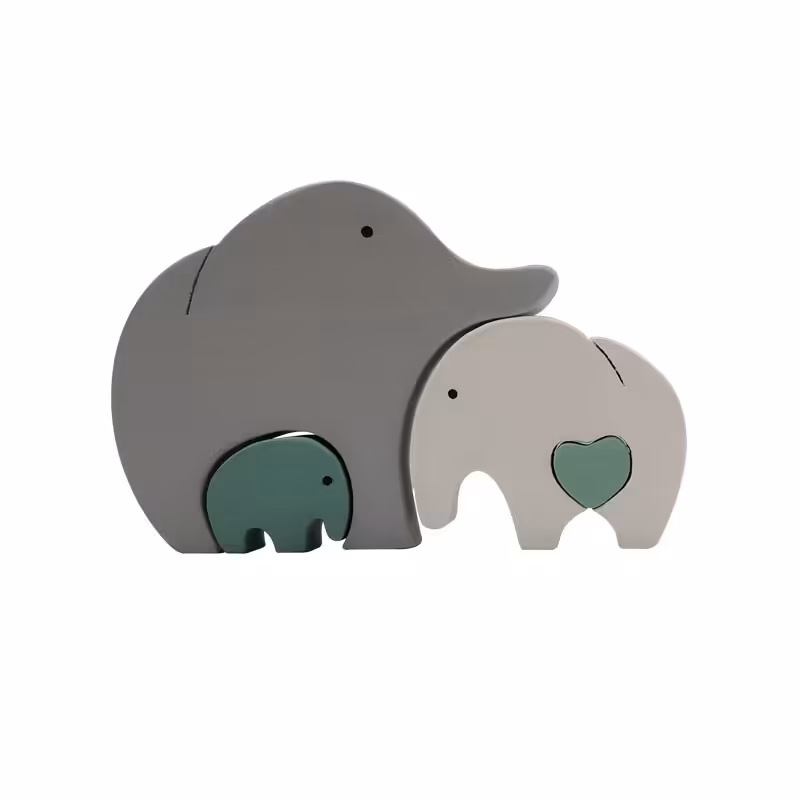 اسباب بازی چوبی طرح پازل فیل قلبی مدل MKT11C مجموعه 4 عددی