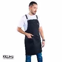 پیشبند کتان کجراه 3 جیب مشکی کیوان