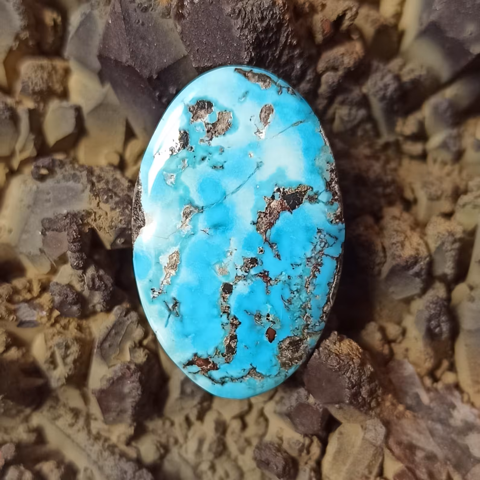 نگین فیروزه نیشابوری آبی پررنگ طبیعی احیا نشده F21