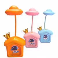 چراغ مطالعه شارژی چهار حالته و شب خواب و جامدادی کلبه فضایی همرا با کابل شارژ چراغ مطالعه کودک 