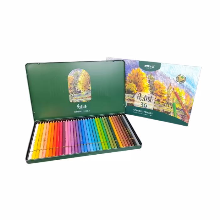 مداد رنگی آریا آرتیست 36 رنگ جعبه فلزی
