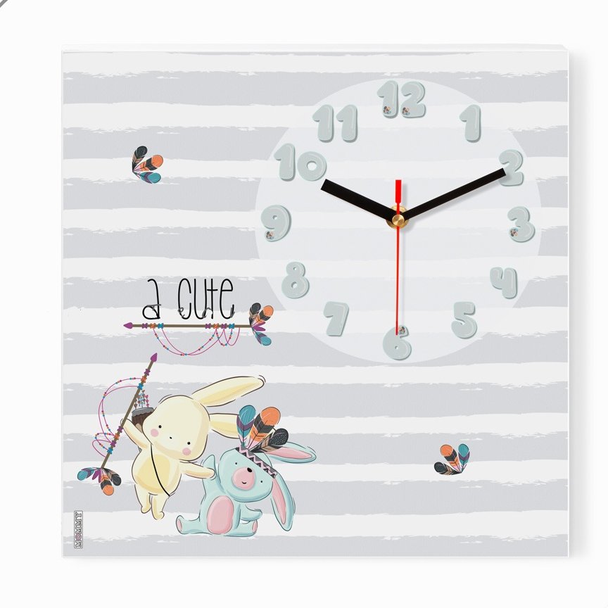 ساعت دیواری اتاق کودک طرح خرگوش سرخپوست کد 7532