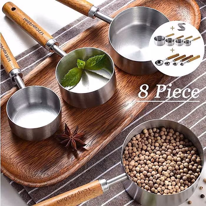 پیمانه دسته چوبی نقره ای