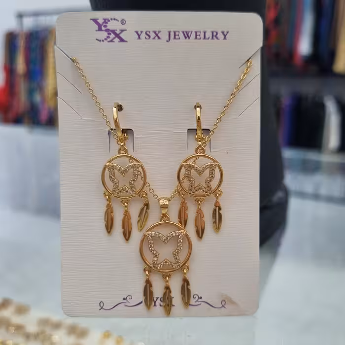 نیم ست برندوای اس ایکس رنگ ثابت طرح طلاعیار18کیفیت عالی ارسال رایگان کد9