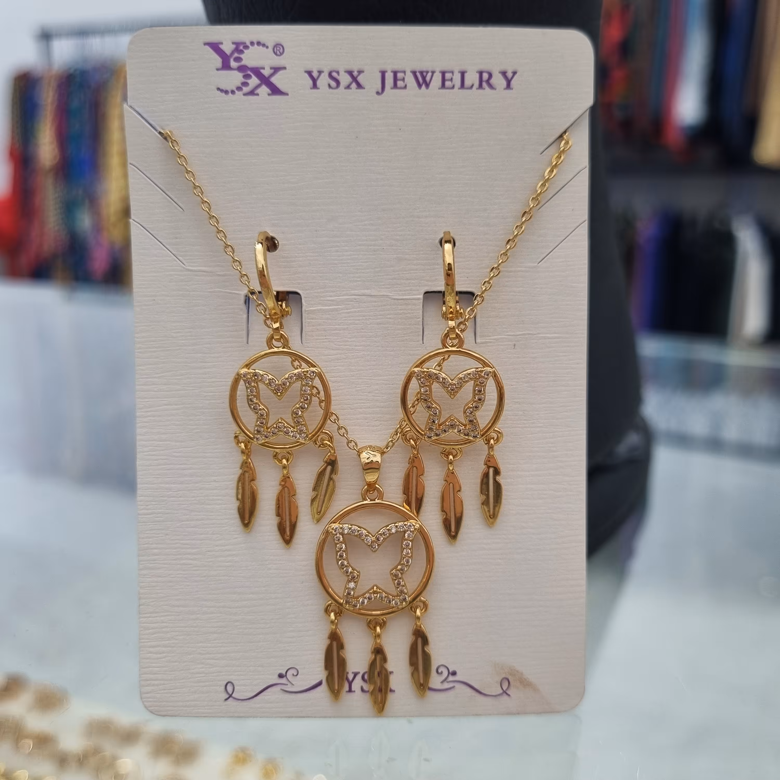 نیم ست برندوای اس ایکس رنگ ثابت طرح طلاعیار18کیفیت عالی ارسال رایگان کد9