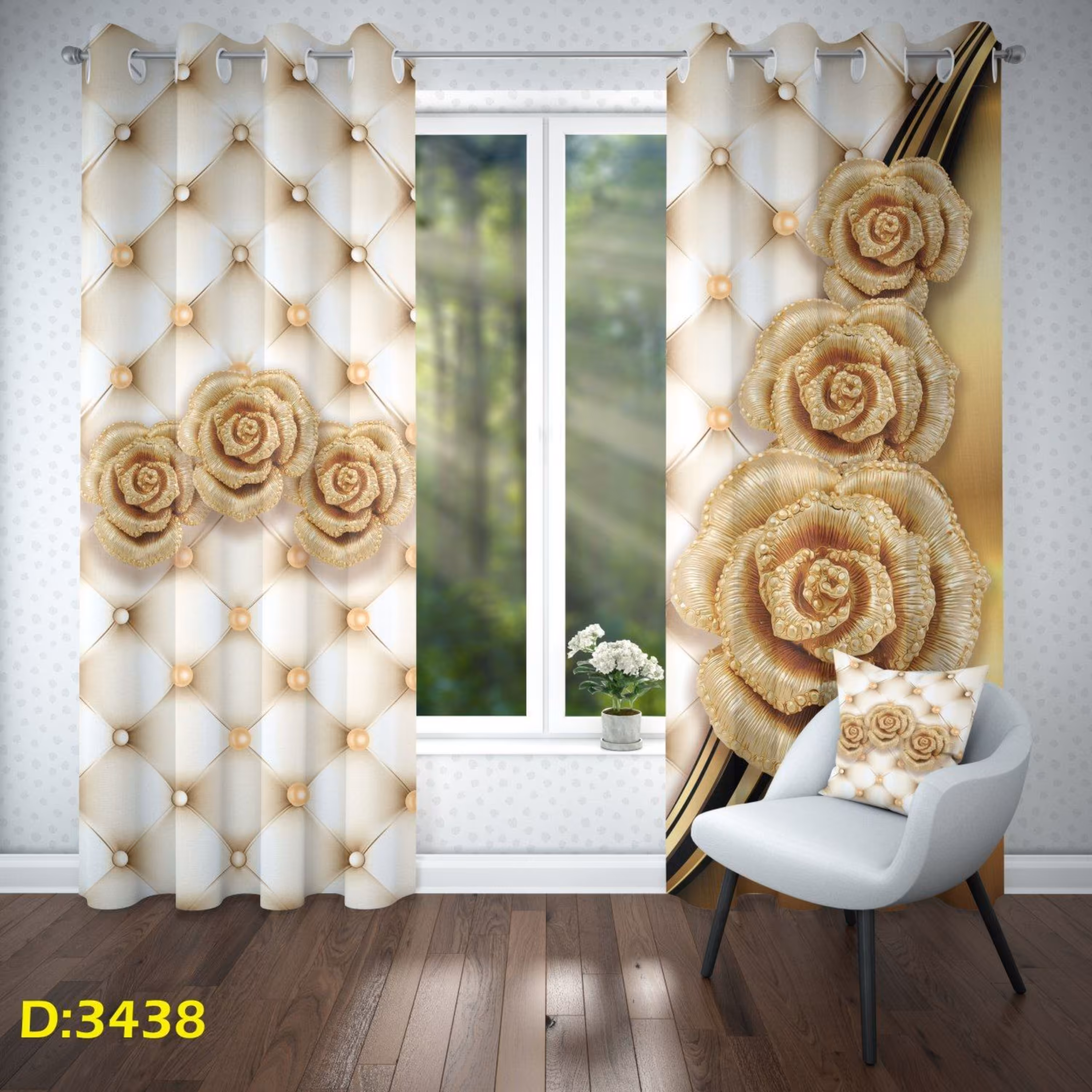 پرده چاپی تصویری - طرح سه بعدی - کد 3438