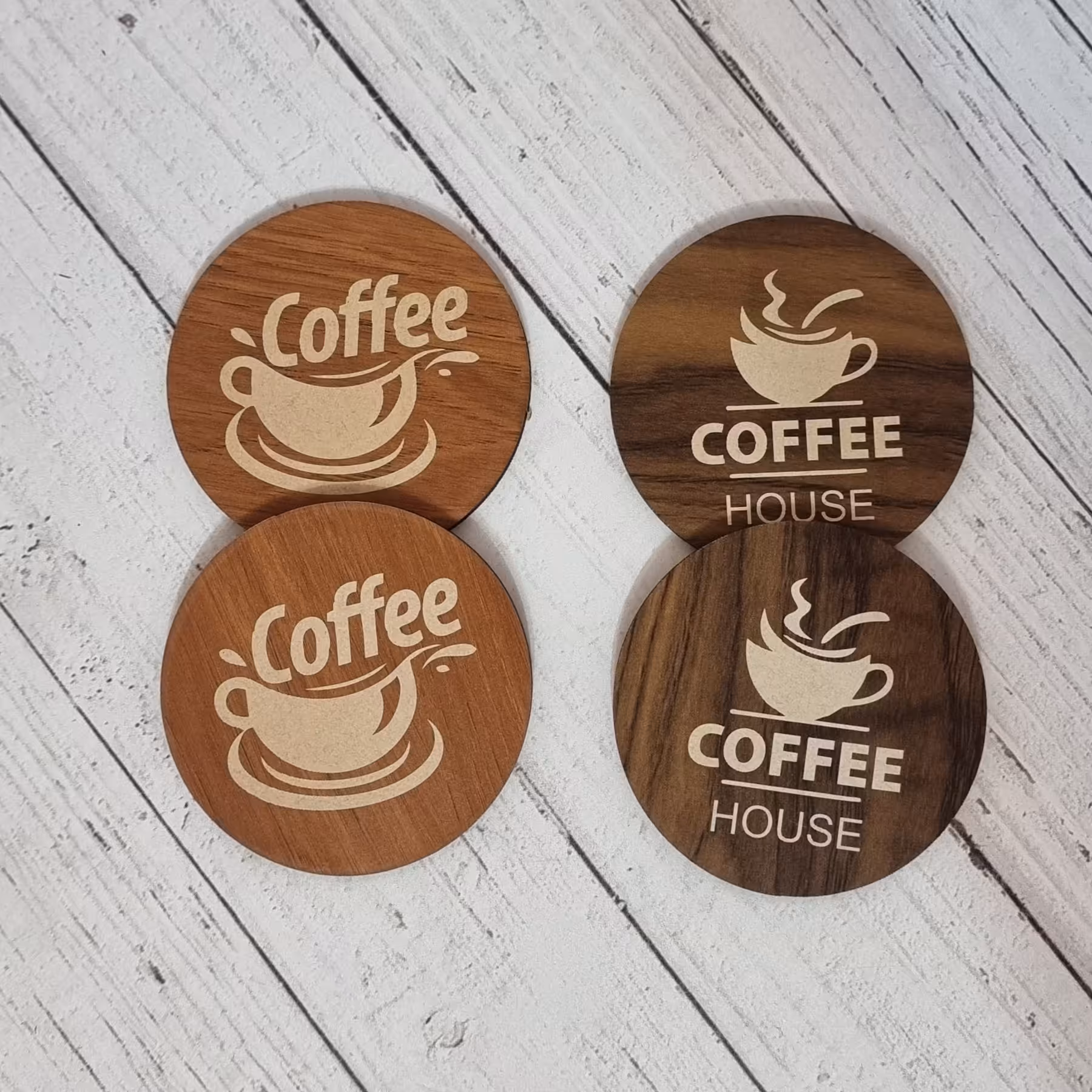 ست 4 عددی زیر لیوانی چوبی روکش دار مدل کافی