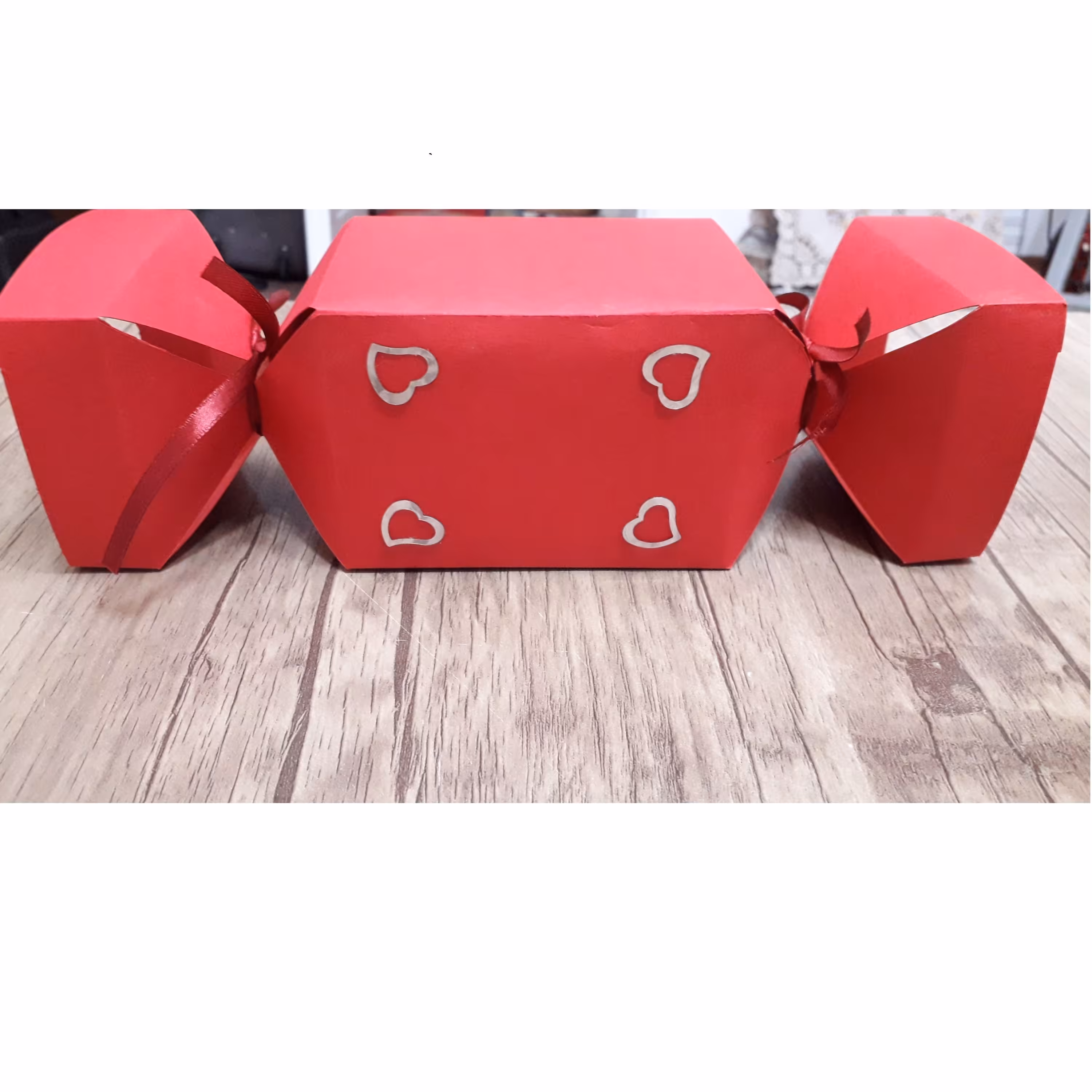 بسته 10 عددی جعبه کادو طرح شکلاتی سایز 3 رنگ قرمز