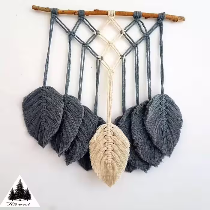دیوارکوب مکرومه طرح برگ 