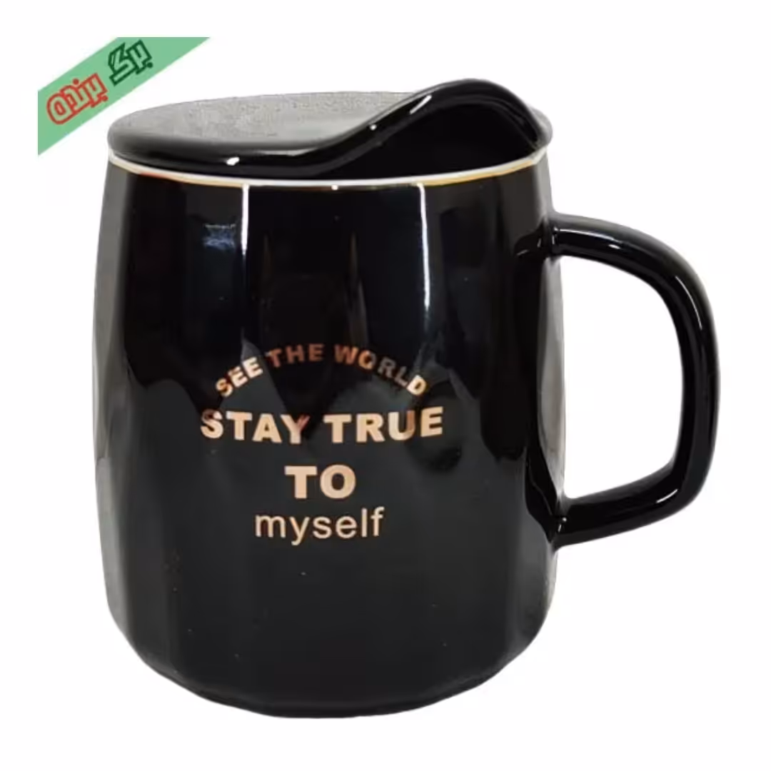 ماگ سرامیکی قاشق دار درب سرامیکی کلاه دار