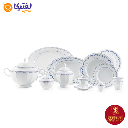 سرویس چینی زرین نئوکلاسیک طرح فرانسیس سرمه ای 12 نفره 103 پارچه
