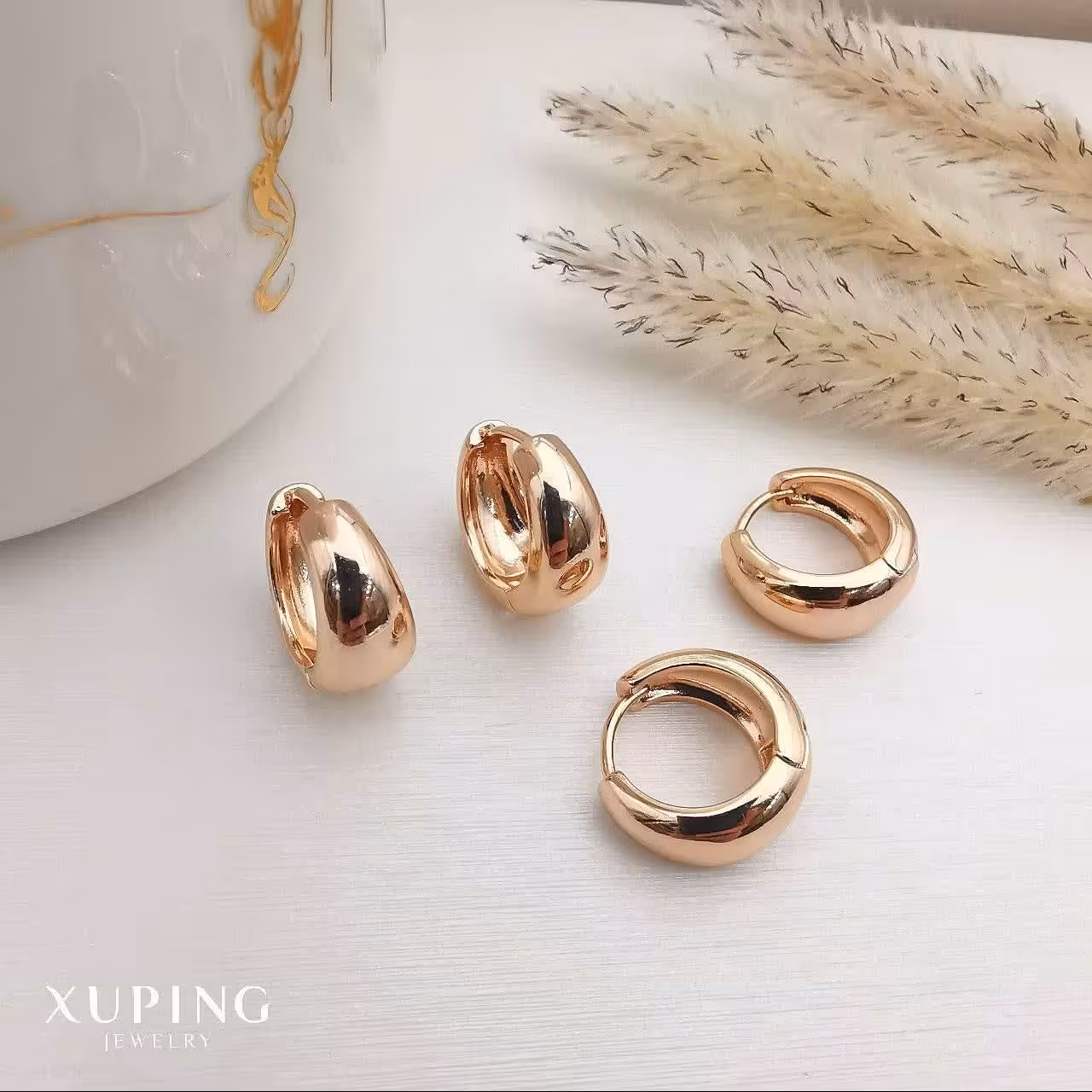 گوشواره کروی طلایی کد702XP ژوپینگ