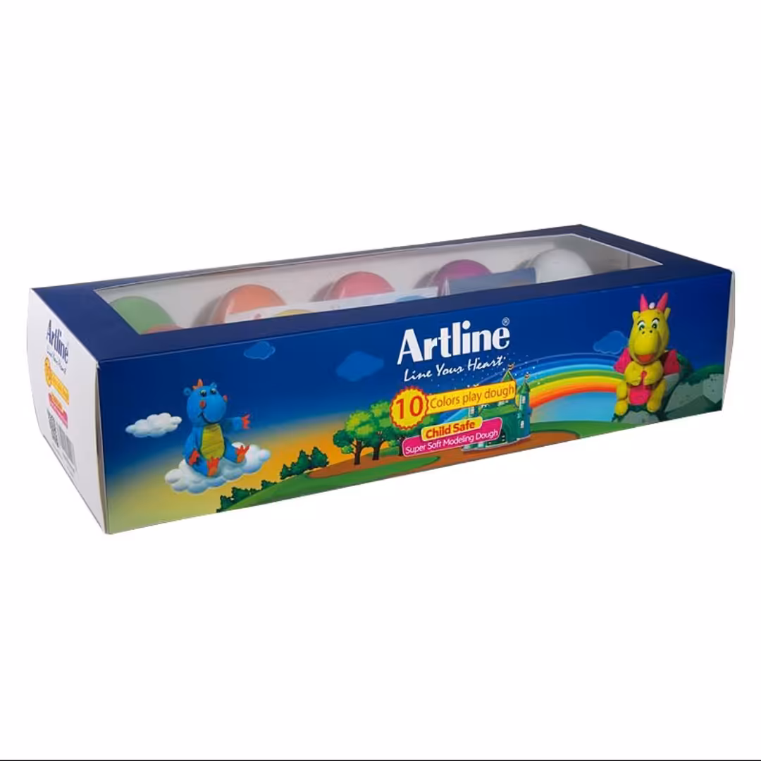 خمیر بازی تخم مرغی 10 رنگ فوق نرم آرت لاین  Artline colors play dough super soft 5 colors

