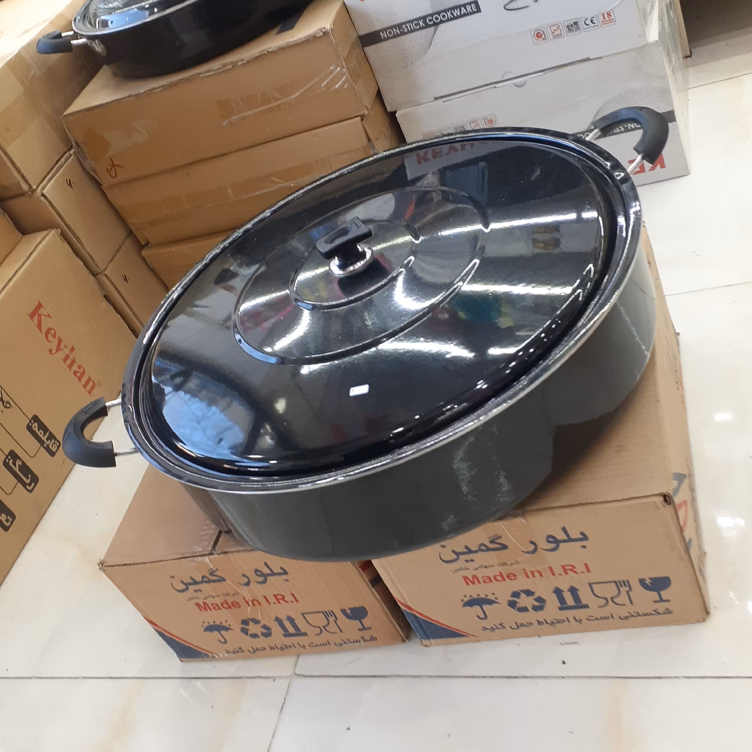تابه درب دار  دودسته  بزرگ مجلسی روکش گرانیتی سایز 60 