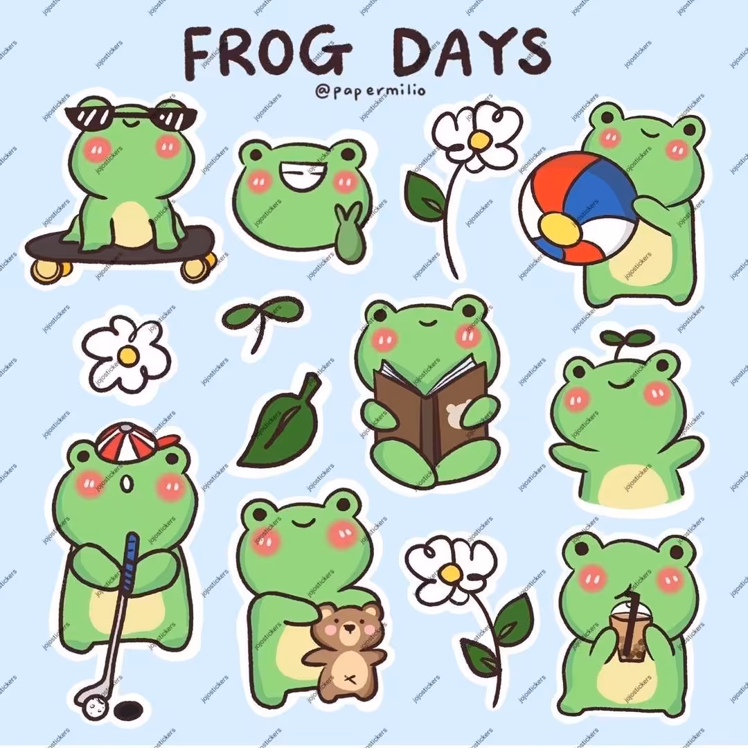 پک استیکر قورباغه کیوت