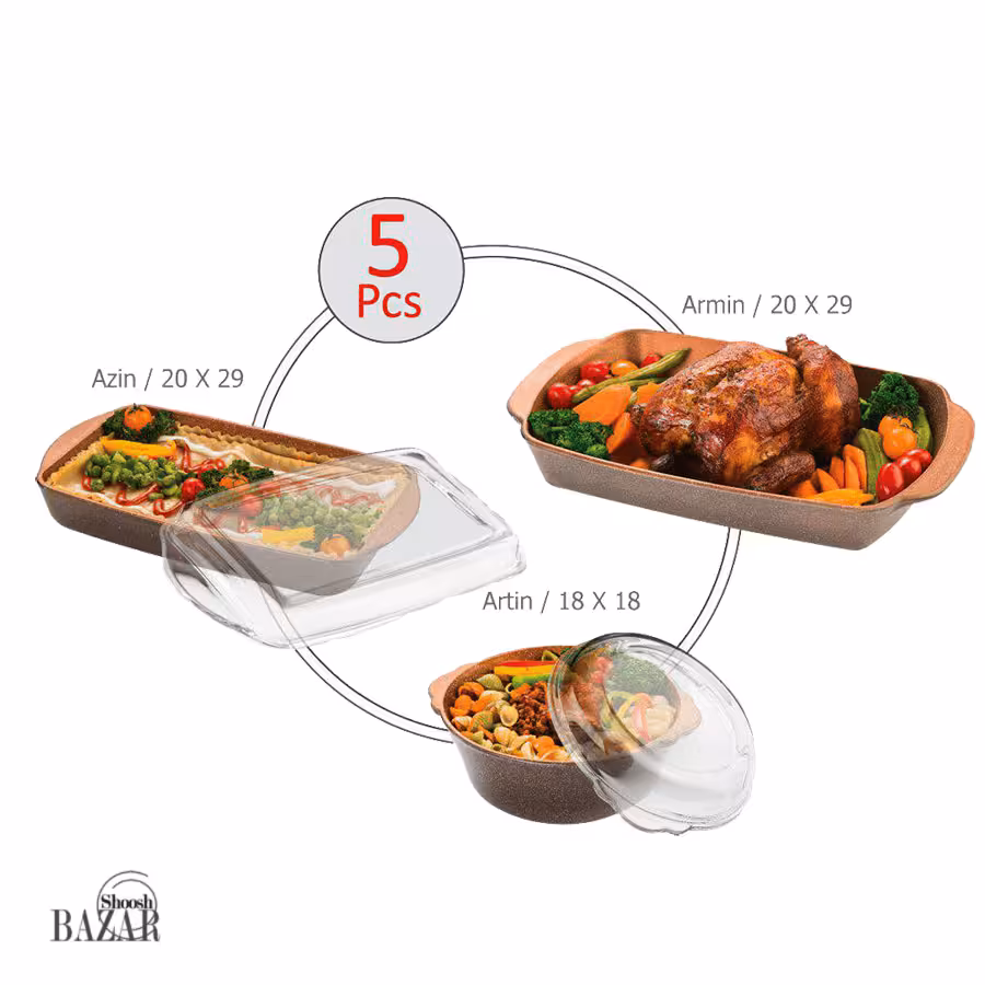 ست ظروف پخت و پز 5 پارچه پیرانیت نالینو مدل آرمان (Arman)