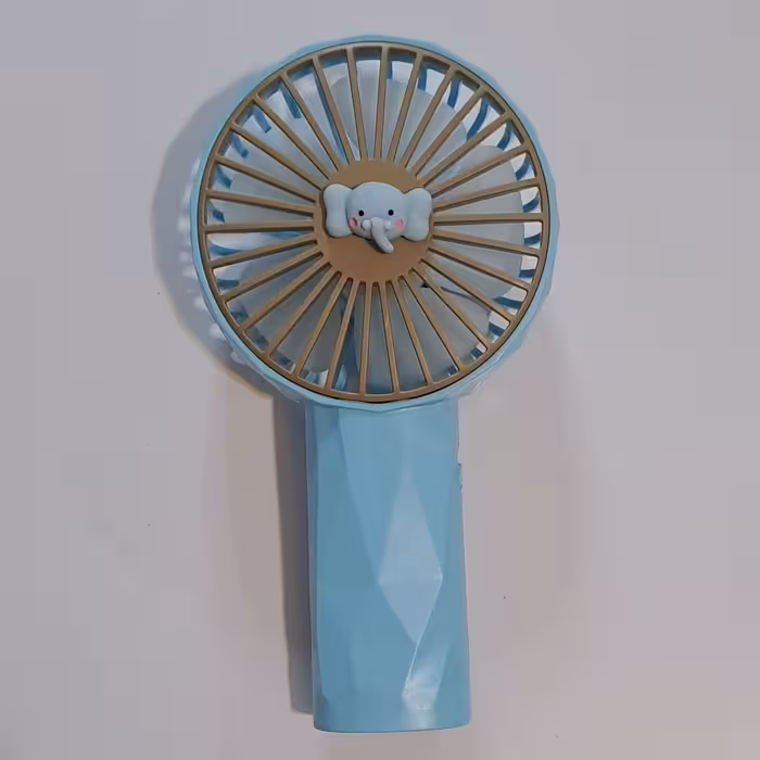 پنکه دستی  فانتزی 2 حالته دور کم و دور زیاد  طرح فیل رنگ ابی