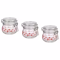 بانکه مربا ایکیا IKEA مدل  korken بسته سه عددی طرح قارچی حجم 130 ml 