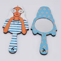 آینه دستی چوبی فانتزی طرح گل پاور