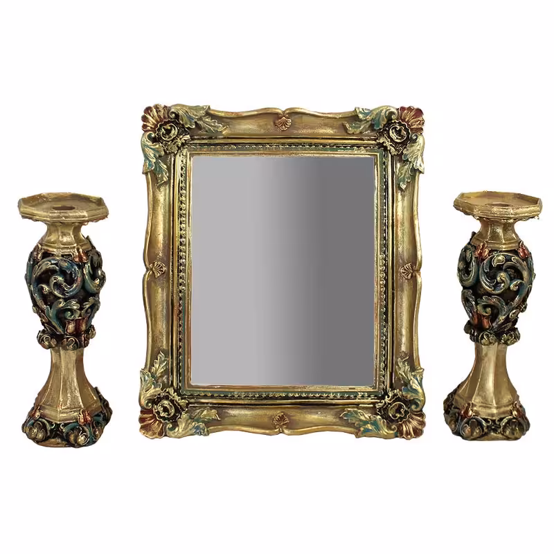 آینه و شمعدان مدل پیچیکی مجموعه 3 عددی